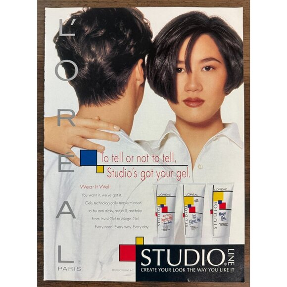 Other - Vtg 1995 L'Oreal Studio Hair Products Asian American Girl Advertisement Print Ad